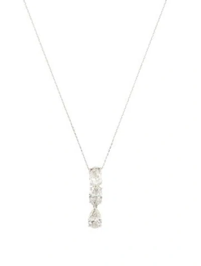 Pre-owned Pendant 14k 3.19ctw Lab-grown Diamond  Necklace, 18" In Multi