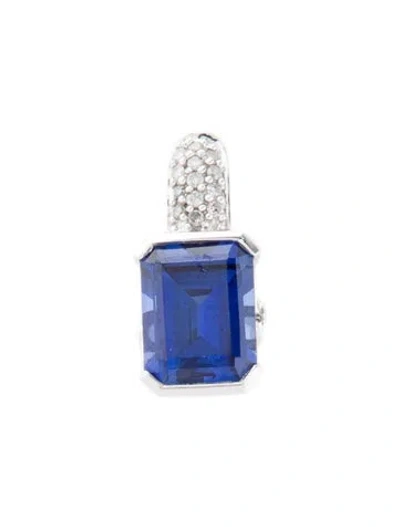 Pre-owned Pendant 14k 3.19ctw Synthetic Sapphire & Diamond  In Multi