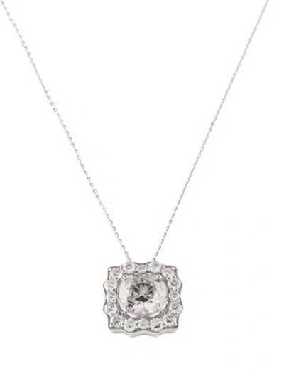 Pre-owned Pendant 14k 3.20ctw Lab-grown Diamond  Necklace, 17.75" In Multi