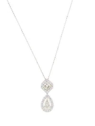 Pre-owned Pendant 14k 3.22ctw Lab-grown Diamond  Necklace, 18" In Multi