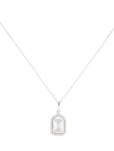 Pre-owned Pendant 14k 3.28ctw Lab-grown Diamond  Necklace, 18" In Multi