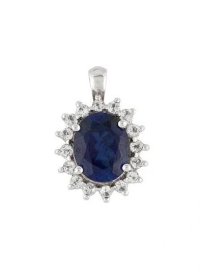 Pre-owned Pendant 14k 3.31ct Synthetic Sapphire & Topaz  In Multi
