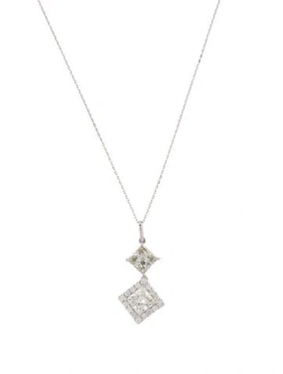 Pre-owned Pendant 14k 3.31ctw Lab-grown Diamond  Necklace, 18" In Multi