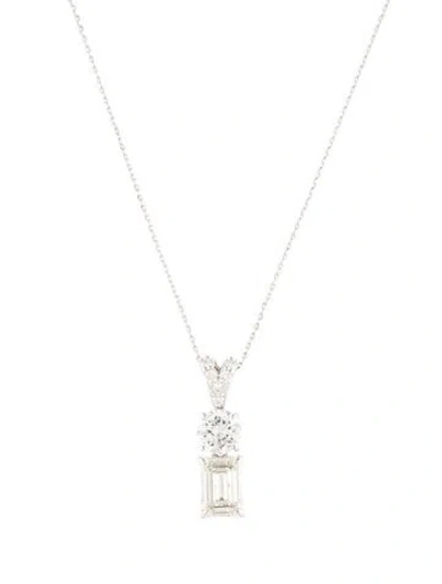 Pre-owned Pendant 14k 3.34ctw Lab-grown Diamond  Necklace, 18" In Multi