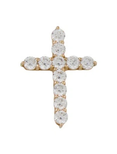 Pre-owned Pendant 14k 3.35ctw Lab-grown Diamond Cross , 1.25" In Multi
