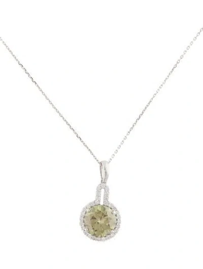 Pre-owned Pendant 14k 3.46ctw Lab-grown Diamond  Necklace, 18" In Multi
