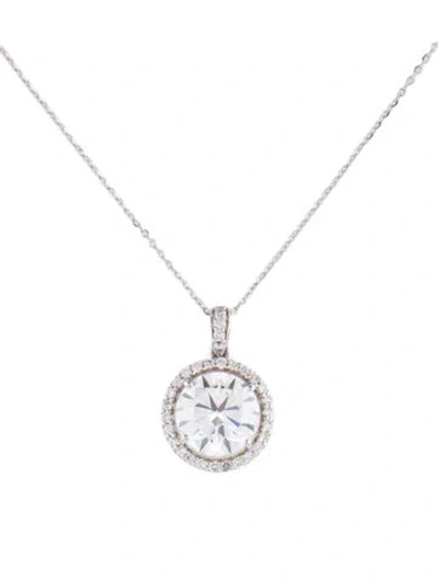 Pre-owned Pendant 14k 3.51ctw Lab-grown Diamond  Necklace, 18" In Multi