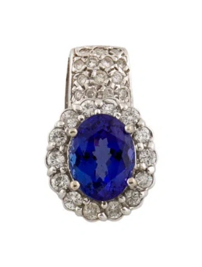 Pre-owned Pendant 14k 3.54ct Tanzanite & Diamond , 1" In Multi