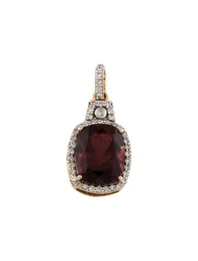 Pre-owned Pendant 14k 3.55ct Tourmaline & Diamond  In Multi