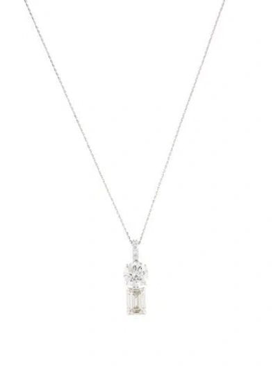 Pre-owned Pendant 14k 3.58ctw Lab-grown Diamond  Necklace, 18" In Multi