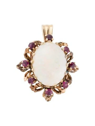 Pre-owned Pendant 14k 3.59ctw Opal & Ruby  In Multi