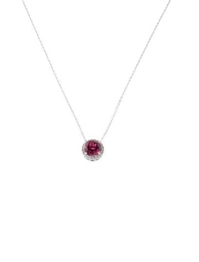 Pre-owned Pendant 14k 3.60ct Tourmaline & Diamond  Necklace, 17" In Multi