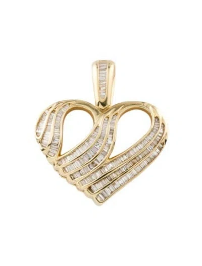 Pre-owned Pendant 14k 3.65ctw Diamond Heart , 1.75" In Multi
