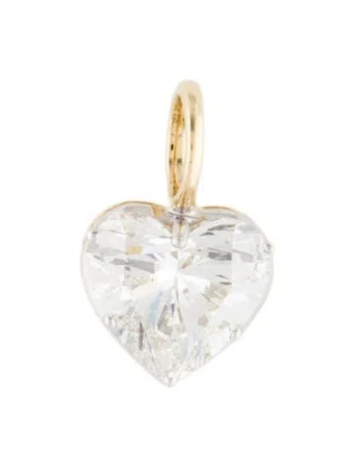 Pre-owned Pendant 14k 3.78ct Lab-grown Diamond Heart  In Multi