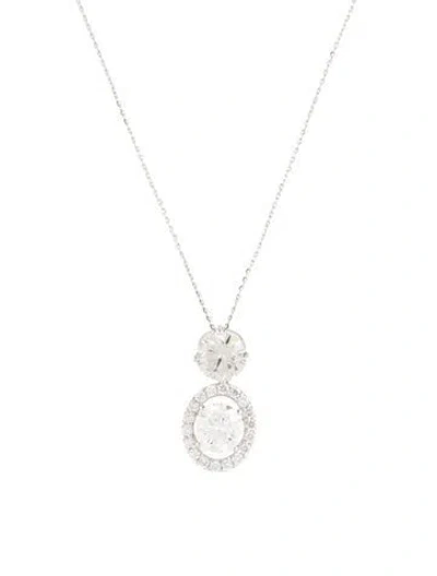 Pre-owned Pendant 14k 3.84ctw Lab-grown Diamond  Necklace, 18" In Multi
