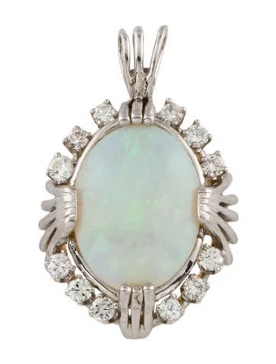 Pre-owned Pendant 14k 3.87ct Opal & Diamond  In Multi