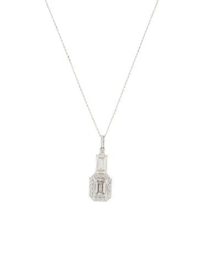 Pre-owned Pendant 14k 4.07ctw Lab-grown Diamond  Necklace, 18" In Multi
