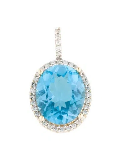 Pre-owned Pendant 14k 4.13ct Topaz & Diamond  In Multi