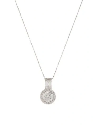 Pre-owned Pendant 14k 4.15ctw Lab-grown Diamond  Necklace, 16" In Multi