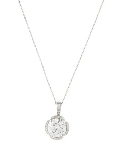 Pre-owned Pendant 14k 4.26ctw Lab-grown Diamond Halo Set, 18" In Multi