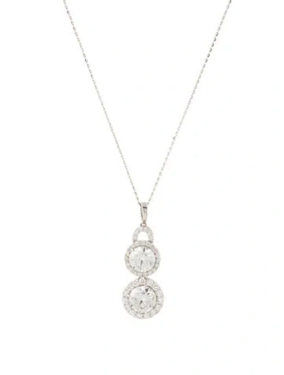 Pre-owned Pendant 14k 4.38ctw Lab-grown Diamond  Necklace, 17.75" In Multi