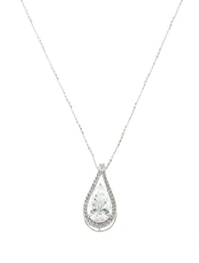 Pre-owned Pendant 14k 4.68ctw Lab-grown Diamond Halo Set, 18" In Multi