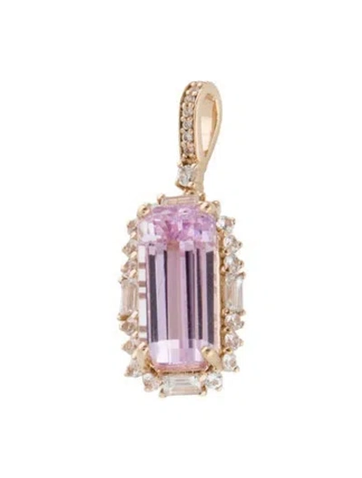 Pre-owned Pendant 14k 4.77ct Kunzite & Diamond  In Multi