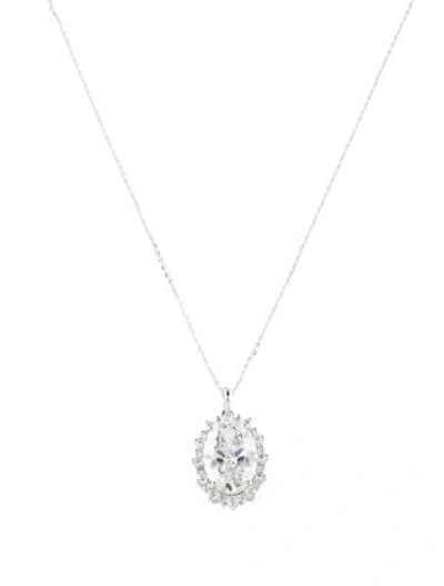 Pre-owned Pendant 14k 4.98ctw Lab-grown Diamond  Necklace, 18" In Multi