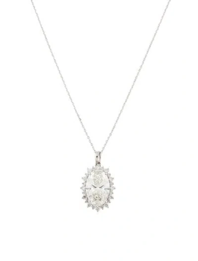 Pre-owned Pendant 14k 4.98ctw Lab-grown Diamond  Necklace, 18" In Multi