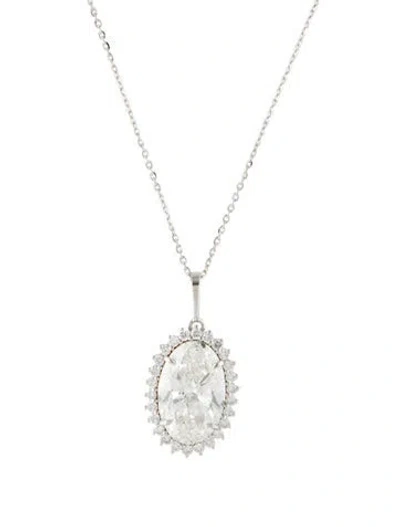 Pre-owned Pendant 14k 5.02ctw Lab-grown Diamond Halo Set, 18" In Multi