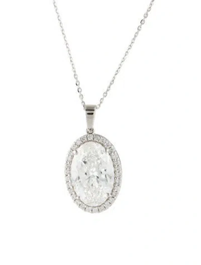 Pre-owned Pendant 14k 5.09ctw Lab-grown Diamond Halo Set, 18" In Multi