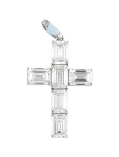 Pre-owned Pendant 14k 5.18ctw Lab-grown Diamond Cross  In Multi