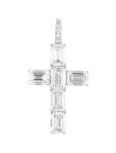 Pre-owned Pendant 14k 5.18ctw Lab-grown Diamond Cross  In Multi