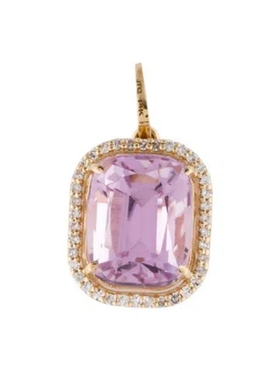 Pre-owned Pendant 14k 5.30ct Kunzite & Diamond  In Multi