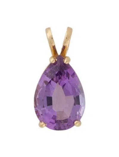 Pre-owned Pendant 14k 5.56ct Amethyst Solitaire , 0.75" In Multi