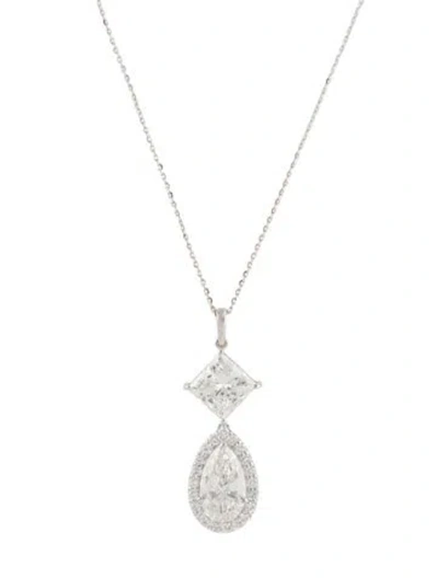 Pre-owned Pendant 14k 5.66ctw Lab-grown Diamond  Necklace, 18" In Multi