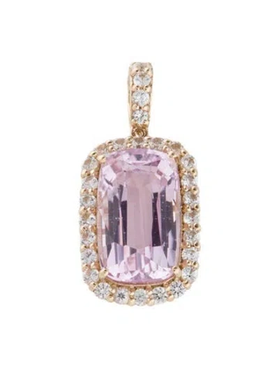Pre-owned Pendant 14k 5.70ct Kunzite & Sapphire  In Multi