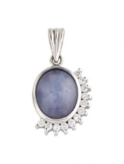 Pre-owned Pendant 14k 5.74ct Star Sapphire & Diamond  In Multi