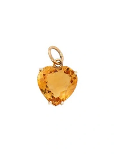 Pre-owned Pendant 14k 5.78ct Citrine Heart , 0.75" In Multi