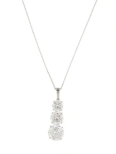 Pre-owned Pendant 14k 5.80ctw Lab-grown Diamond  Necklace, 18" In Multi