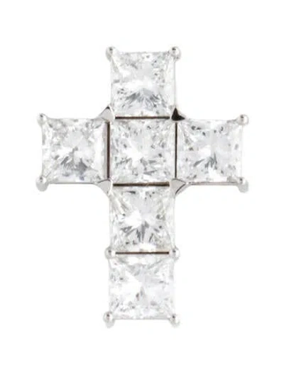 Pre-owned Pendant 14k 5.87ctw Lab-grown Diamond Cross , 1" In Multi