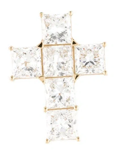 Pre-owned Pendant 14k 5.89ctw Lab-grown Diamond Cross  In Multi