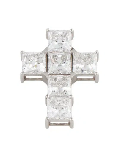 Pre-owned Pendant 14k 6.14ctw Lab-grown Diamond Cross , 1" In Multi
