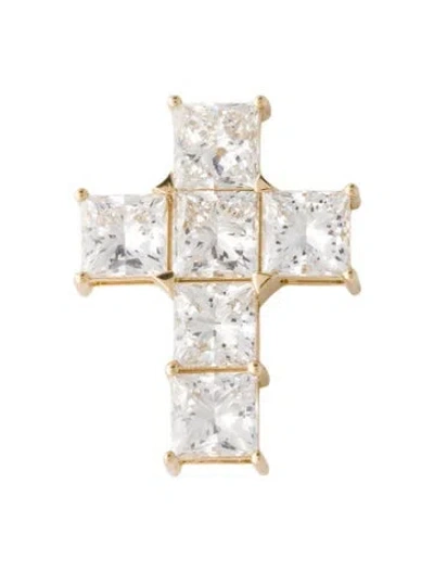Pre-owned Pendant 14k 6.16ctw Lab-grown Diamond Cross , 1" In Multi