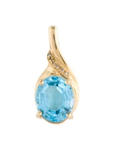 Pre-owned Pendant 14k 6.34ctw Topaz & Diamond  Necklace In Multi