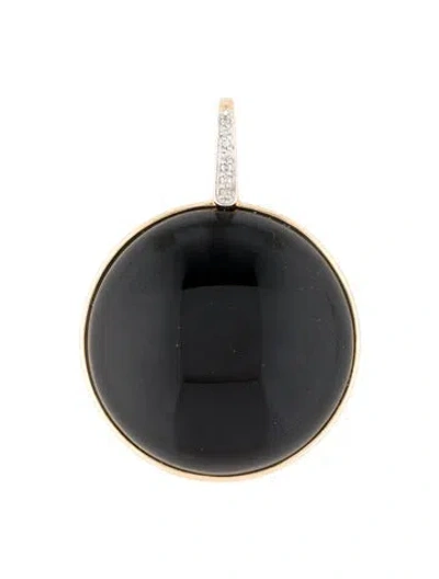 Pre-owned Pendant 14k 65.43ct Onyx And Diamond , 1.75" In Multi