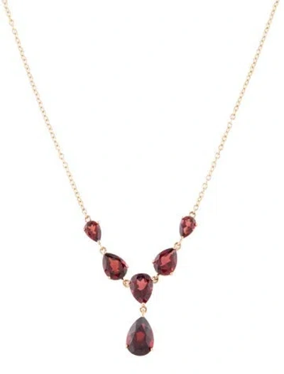 Pre-owned Pendant 14k 7.53ctw Garnet  Necklace, 18" In Multi