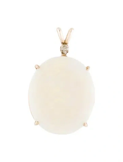Pre-owned Pendant 14k 9.08ct Opal & Diamond  In Multi