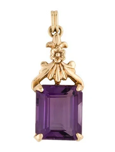 Pre-owned Pendant 14k 9.41ct Amethyst , 1.25" In Multi