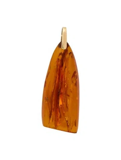 Pre-owned Pendant 14k Amber Drop, 2.25" In Orange